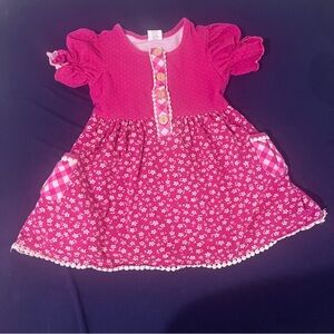 Ric Rac And Ruffles Toddler Girl Pink Dress With Polka Dots And Pockets 3T